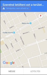 Google Maps Offline Térképrész nem elérhető
