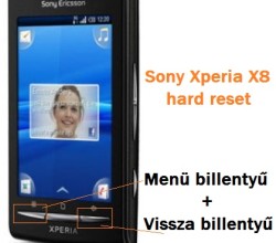 Sony Xperia X8 hard reset lépései