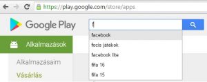 Google Play áruház keresés