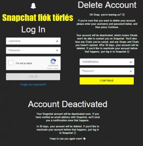 Snapchat fiók törlés lépései