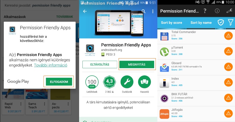 Android engedélyezés kezelő alkalmazás